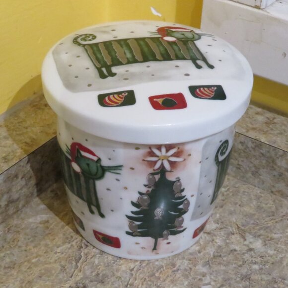 Stokes Xmas Metallic Cat Mug with Strainer & Lid (K523) - Picture 2 of 5